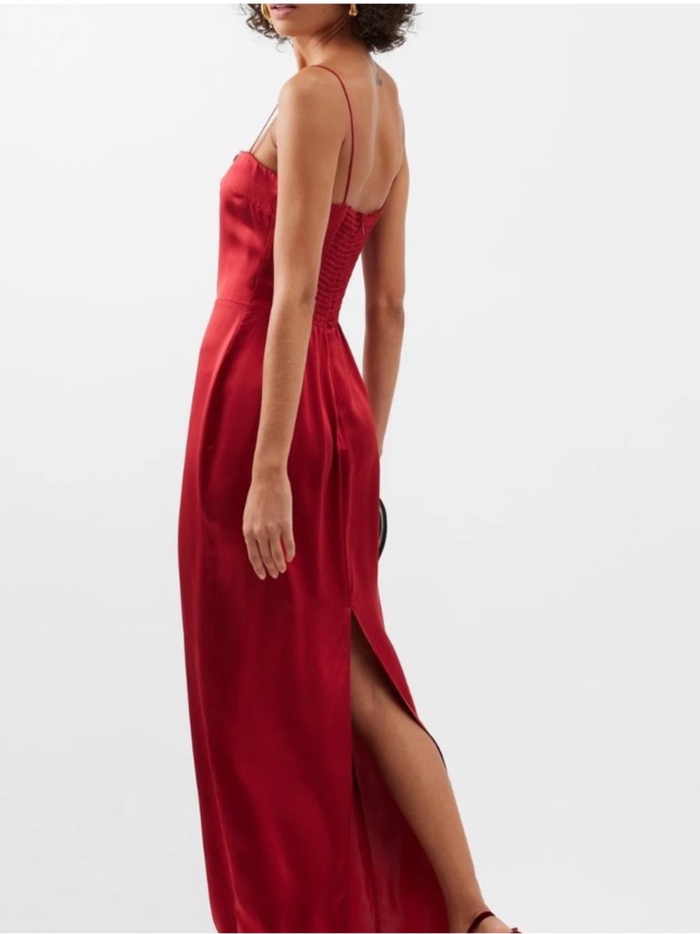 NWT Reformation Frankie Silk Maxi Dress Burgundy Rosette Size 10 - Picture 2 of 10